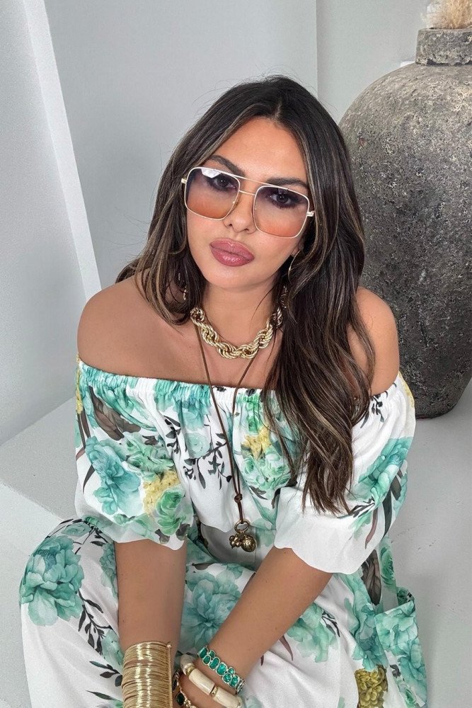 Şifon Madonna Yaka Crop Etek Takım