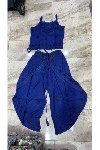 Otantik Nakış İşlemeli Harem Şalvar Pantolon Buluz İkili Takım